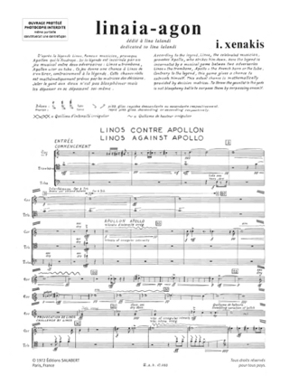 Linaia-Agon - XENAKIS - Partition - Ensemble de cuivres